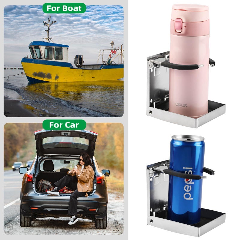 Amarine Made 4-Pack Stainless Steel Adjustable Folding Cup Holder, Folding Cup Holder for Boat/Marine/RV/Car, Boat Cup Holders for Drinks, Marine Stainless Cup Holder, Folding Drink Holders - Image 3